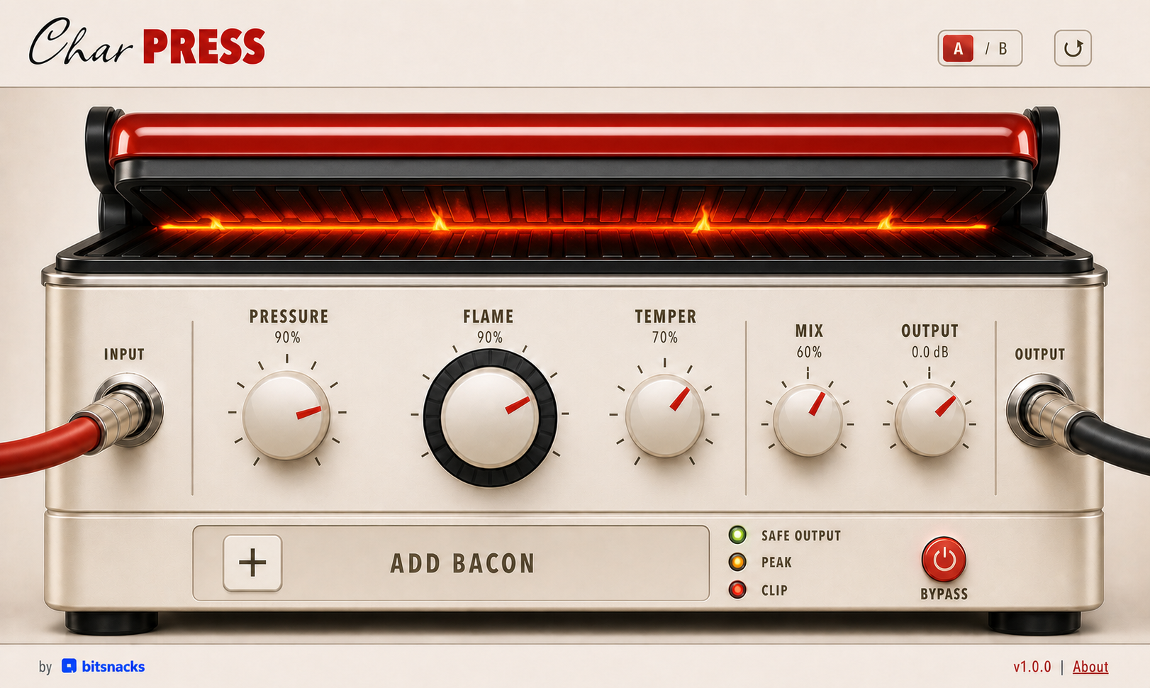Char Press front-panel visual direction at a hot pressed state