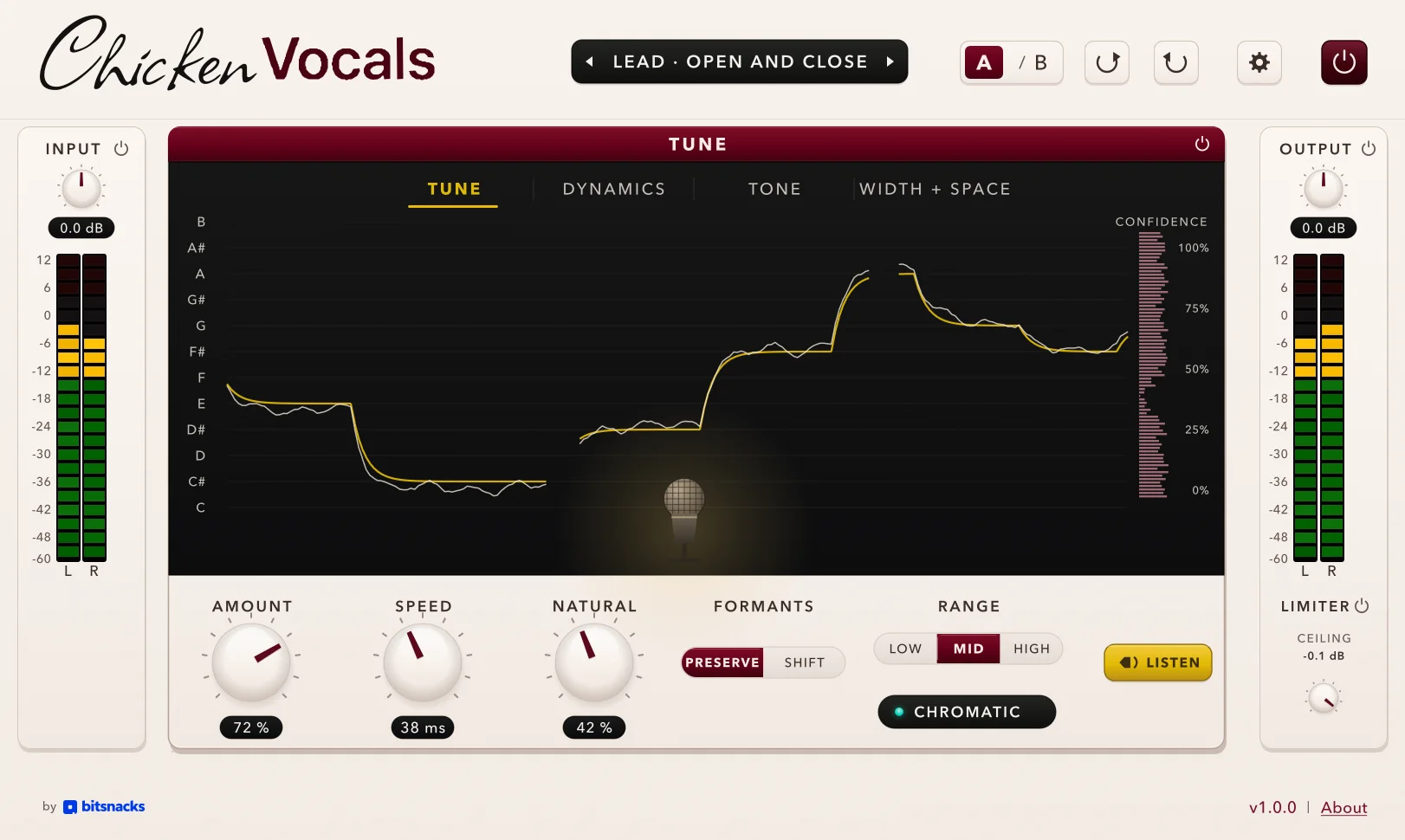 Chicken Vocals Tune interface design direction